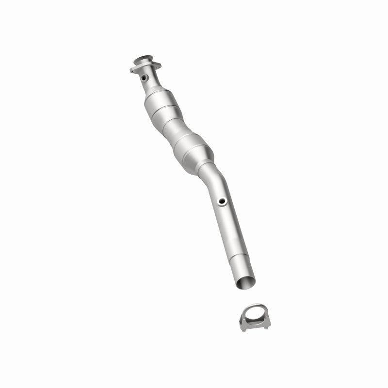 MagnaFlow 4551722 carb direct-fit catalytic converter, rear three-quarter view of the turntable spin