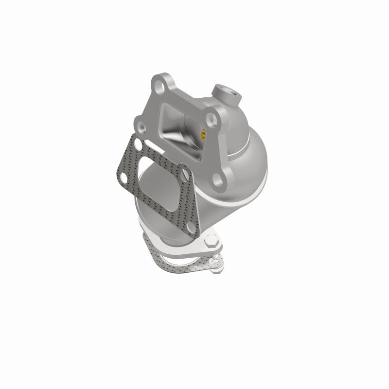 MagnaFlow 23-277 oem grade direct-fit catalytic converter, side view of the turntable spin