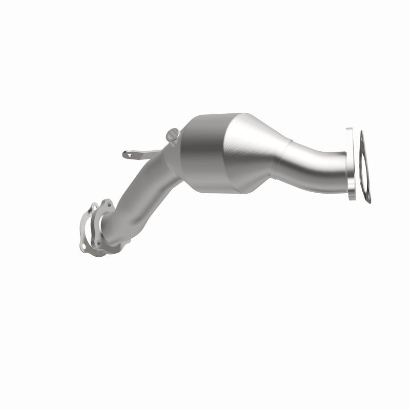 MagnaFlow 5451401 carb direct-fit catalytic converter, opposite front three-quarter view of the turntable spin