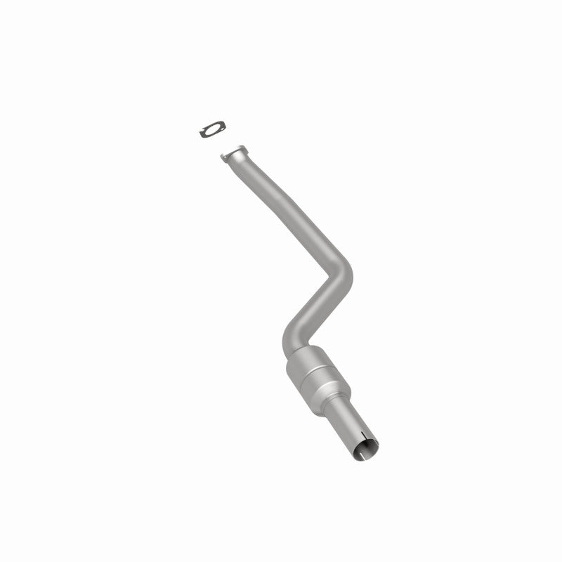MagnaFlow 557769 carb direct-fit catalytic converter, rear three-quarter view of the turntable spin
