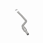 MagnaFlow 557769 carb direct-fit catalytic converter, rear three-quarter view of the turntable spin