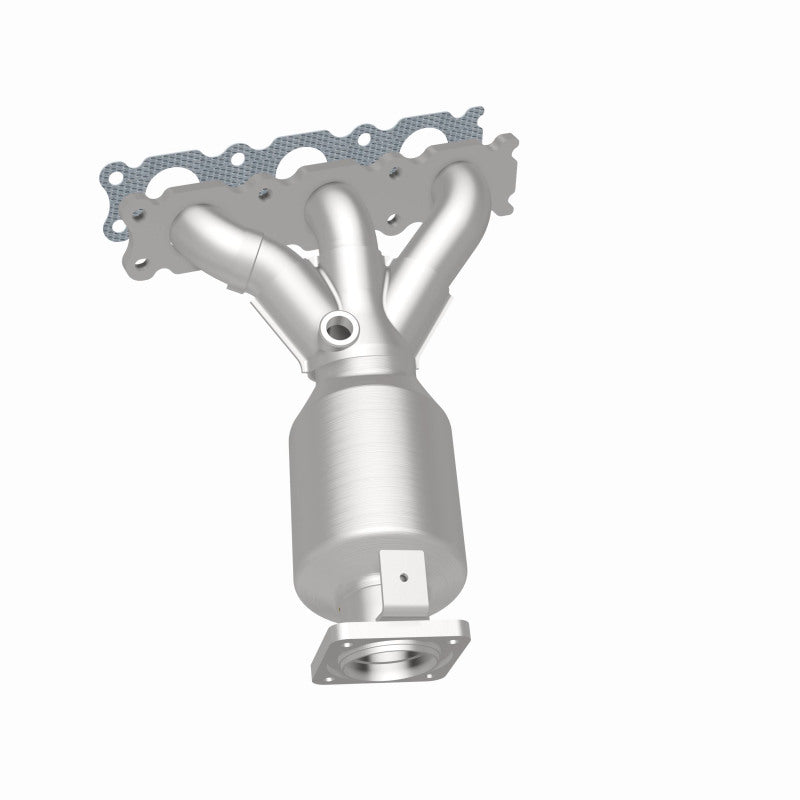 MagnaFlow 52130 oem grade manifold converter, rear three-quarter view of the turntable spin