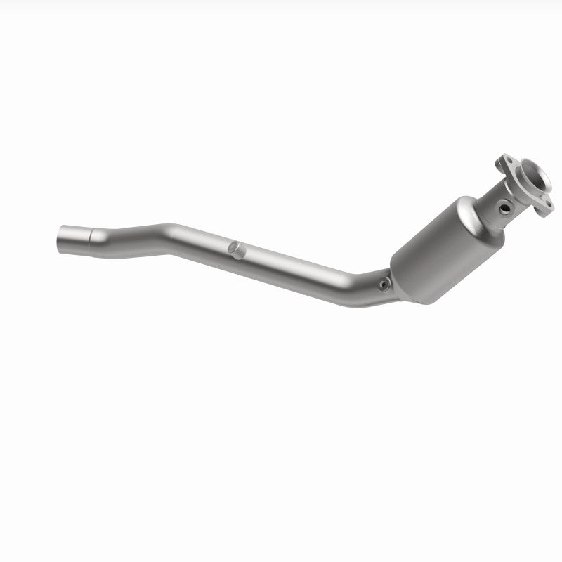MagnaFlow 4651718 carb direct-fit catalytic converter, opposite front three-quarter view of the turntable spin