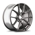 Gunmetal gray alloy wheel with complex spoke pattern and five-bolt mounting configuration on white background - APEX Wheels wheel for 19x9 ET48 5x130 - Anthracite