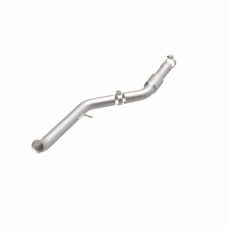 MagnaFlow 21-554 oem grade direct-fit catalytic converter, opposite front three-quarter view of the turntable spin