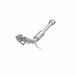 MagnaFlow 4481286 carb direct-fit catalytic converter, opposite front three-quarter view of the turntable spin