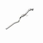 MagnaFlow 551414 carb direct-fit catalytic converter, rear view of the turntable spin