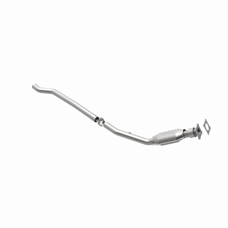 MagnaFlow 4451279 carb direct-fit catalytic converter, opposite rear three-quarter view of the turntable spin