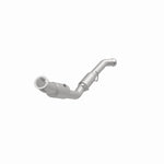 MagnaFlow 21-551 oem grade direct-fit catalytic converter, opposite front three-quarter view of the turntable spin