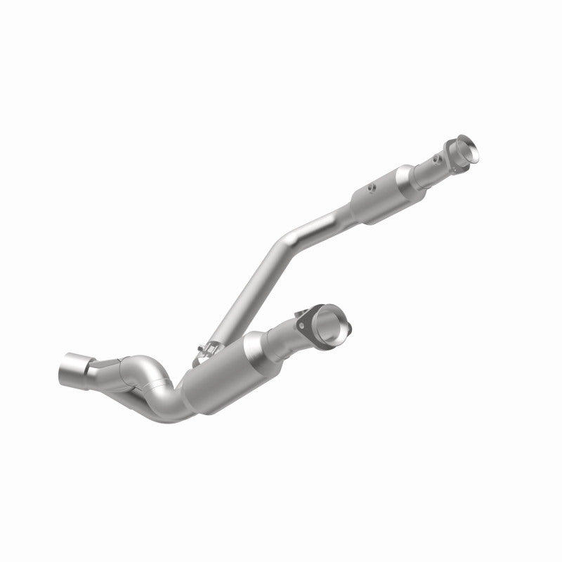 MagnaFlow 5451665 carb direct-fit catalytic converter, opposite rear three-quarter view of the turntable spin