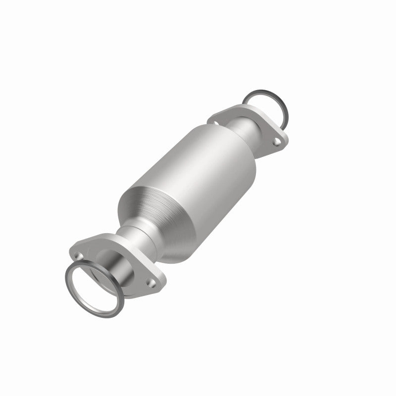 MagnaFlow 4481882 carb direct-fit catalytic converter, opposite front three-quarter view of the turntable spin
