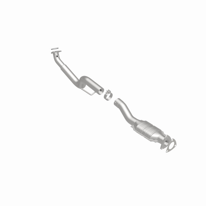 MagnaFlow 4551602 carb direct-fit catalytic converter, rear three-quarter view of the turntable spin