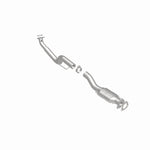 MagnaFlow 4551602 carb direct-fit catalytic converter, rear three-quarter view of the turntable spin