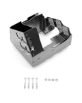N55 sump baffle with four bolts and washers laid out