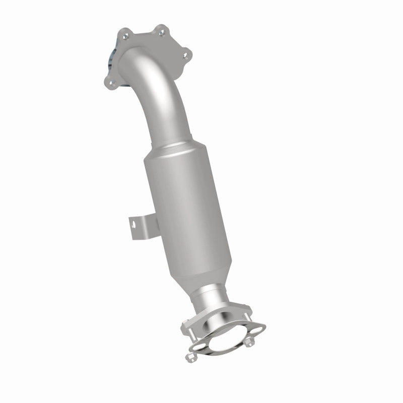 MagnaFlow 5481416 carb direct-fit catalytic converter, rear three-quarter view of the turntable spin