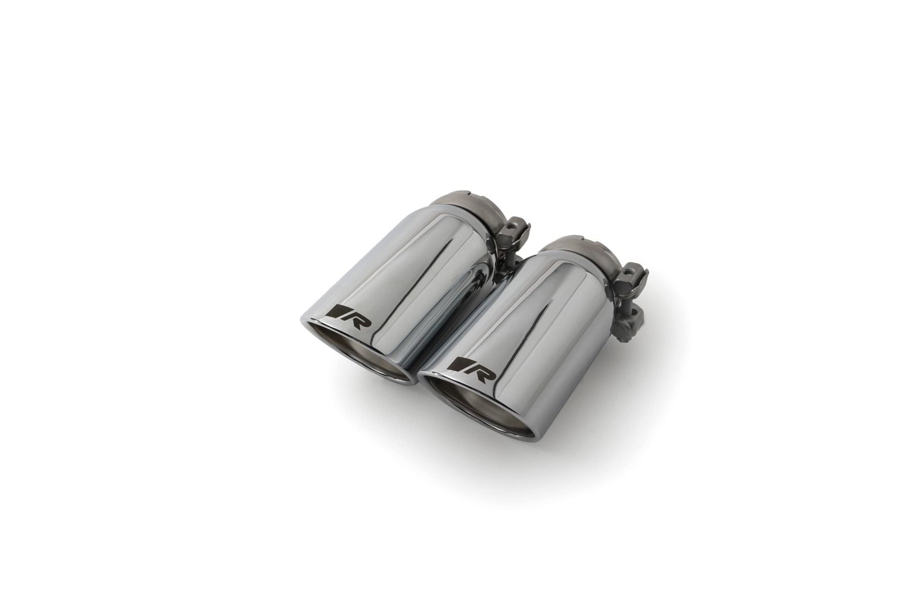 Pair of angled stainless tail pipes, Chrome Angled 84mm tip option for the Remus Mk7 GTI Axle-Back Exhaust