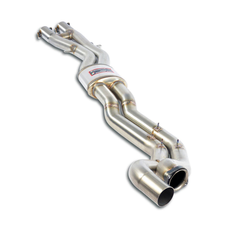 wide view of Supersprint Centre exhaust + H-Pipe for BMW E46 M3 1999-2006 with white background