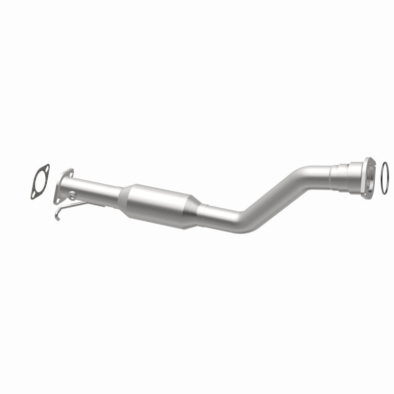 MagnaFlow 5461396 carb direct-fit catalytic converter, opposite rear three-quarter view of the turntable spin