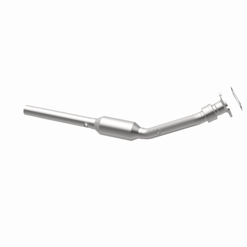 MagnaFlow 4481773 carb direct-fit catalytic converter, opposite rear three-quarter view of the turntable spin