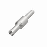MagnaFlow 3391476 carb direct-fit catalytic converter, opposite front three-quarter view of the turntable spin