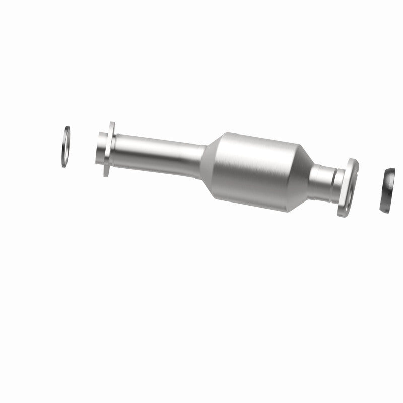 MagnaFlow 5592557 carb direct-fit catalytic converter, opposite rear three-quarter view of the turntable spin