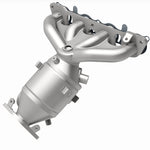MagnaFlow 290040 oem grade manifold converter, rear view of the turntable spin