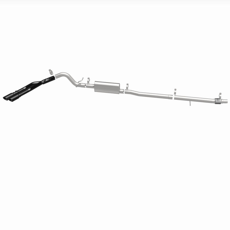 MagnaFlow 19635 speq series cat-back exhaust, side view of the turntable spin