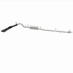 MagnaFlow 19635 speq series cat-back exhaust, side view of the turntable spin