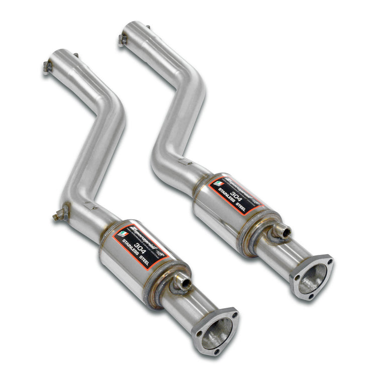 wide view of Supersprint Front exhaust kit right + left for BMW E46 M3 3.2i Coupé/Cabrio 2001-2006 (Ø63,5mm - Dual Pipe) with white background