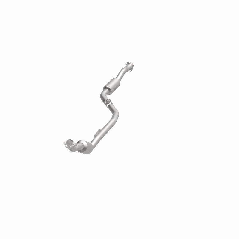 MagnaFlow 551639 carb direct-fit catalytic converter, opposite front three-quarter view of the turntable spin