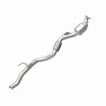 MagnaFlow 5551370 carb direct-fit catalytic converter, rear view of the turntable spin