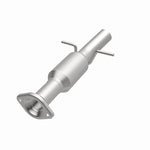 MagnaFlow 52537 oem grade direct-fit catalytic converter, opposite front three-quarter view of the turntable spin