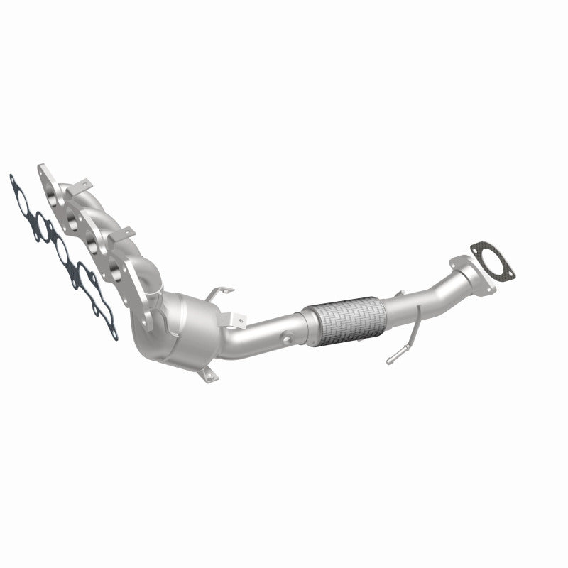 MagnaFlow 52443 oem grade manifold converter, front three-quarter view of the turntable spin