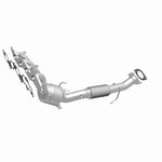 MagnaFlow 52443 oem grade manifold converter, front three-quarter view of the turntable spin