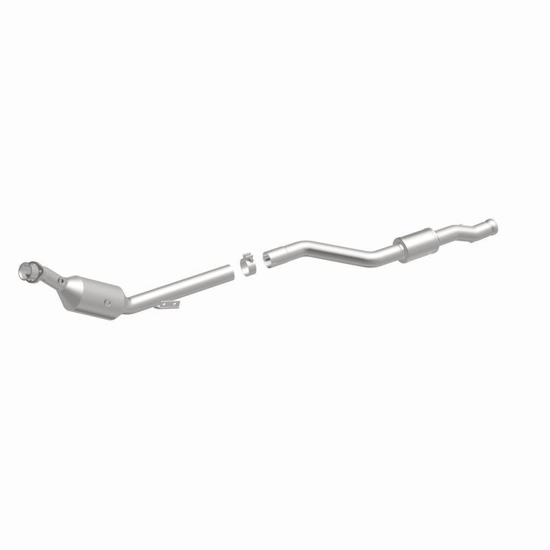 MagnaFlow 5561570 carb direct-fit catalytic converter, front three-quarter view of the turntable spin