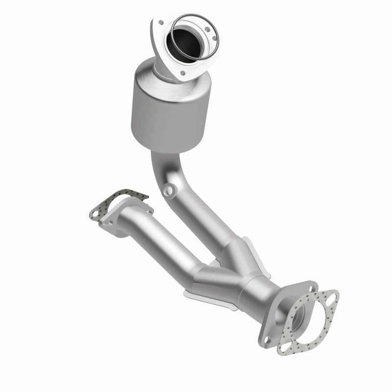 MagnaFlow 5461925 carb direct-fit catalytic converter, front three-quarter view of the turntable spin