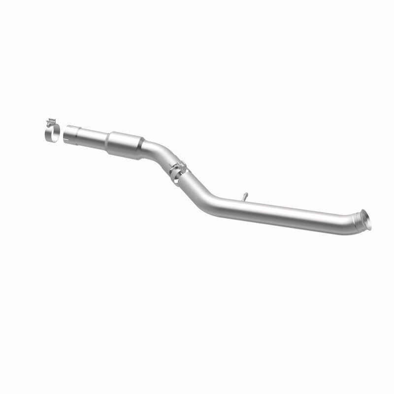 MagnaFlow 21-554 oem grade direct-fit catalytic converter, opposite rear three-quarter view of the turntable spin