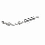 MagnaFlow 551470 carb direct-fit catalytic converter, front three-quarter view of the turntable spin