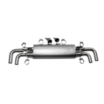 Remus Cayenne E-Hybrid Axle-Back Exhaust, center rear silencer with twin outlet pipes per side and valve flanges