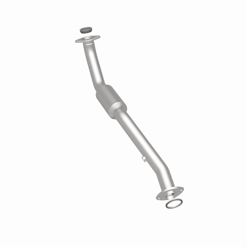 MagnaFlow 5582206 carb direct-fit catalytic converter, rear three-quarter view of the turntable spin