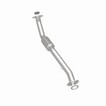 MagnaFlow 5582206 carb direct-fit catalytic converter, rear three-quarter view of the turntable spin
