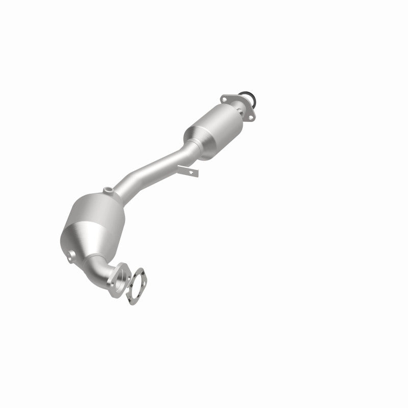 MagnaFlow 5411026 carb direct-fit catalytic converter, opposite front three-quarter view of the turntable spin