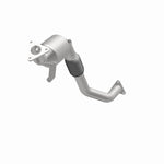 MagnaFlow 5481947 carb direct-fit catalytic converter, opposite front three-quarter view of the turntable spin