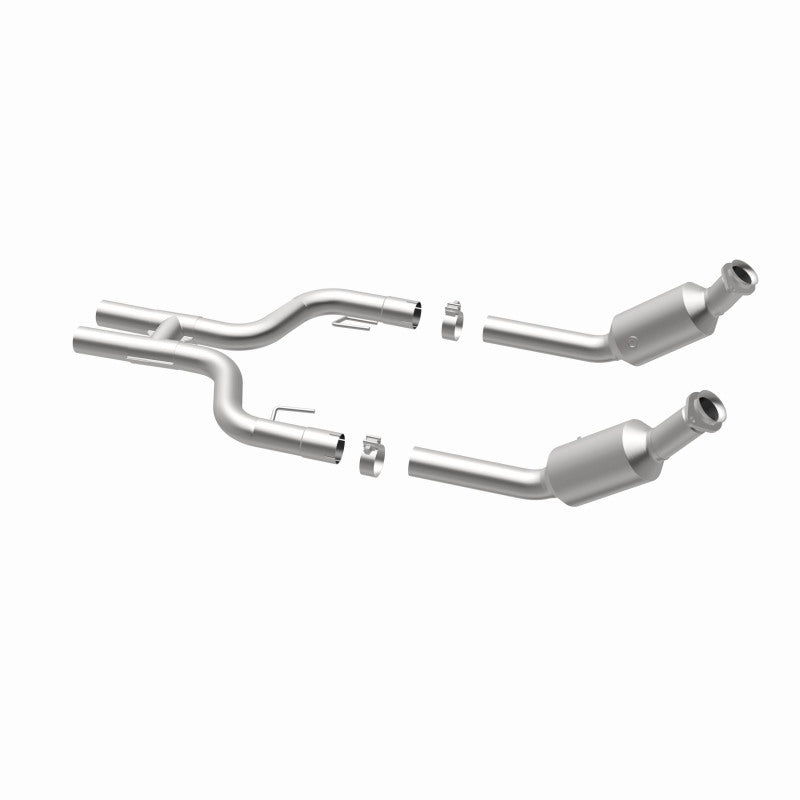 MagnaFlow 5461001 carb direct-fit catalytic converter, opposite rear three-quarter view of the turntable spin