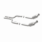MagnaFlow 5461001 carb direct-fit catalytic converter, opposite rear three-quarter view of the turntable spin