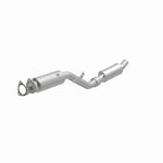 MagnaFlow 5461119 carb direct-fit catalytic converter, opposite front three-quarter view of the turntable spin
