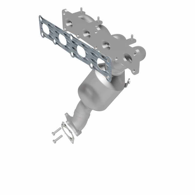 MagnaFlow 5451158 carb manifold converter, rear three-quarter view of the turntable spin