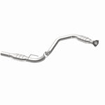 MagnaFlow 5582524 carb direct-fit catalytic converter, opposite rear three-quarter view of the turntable spin