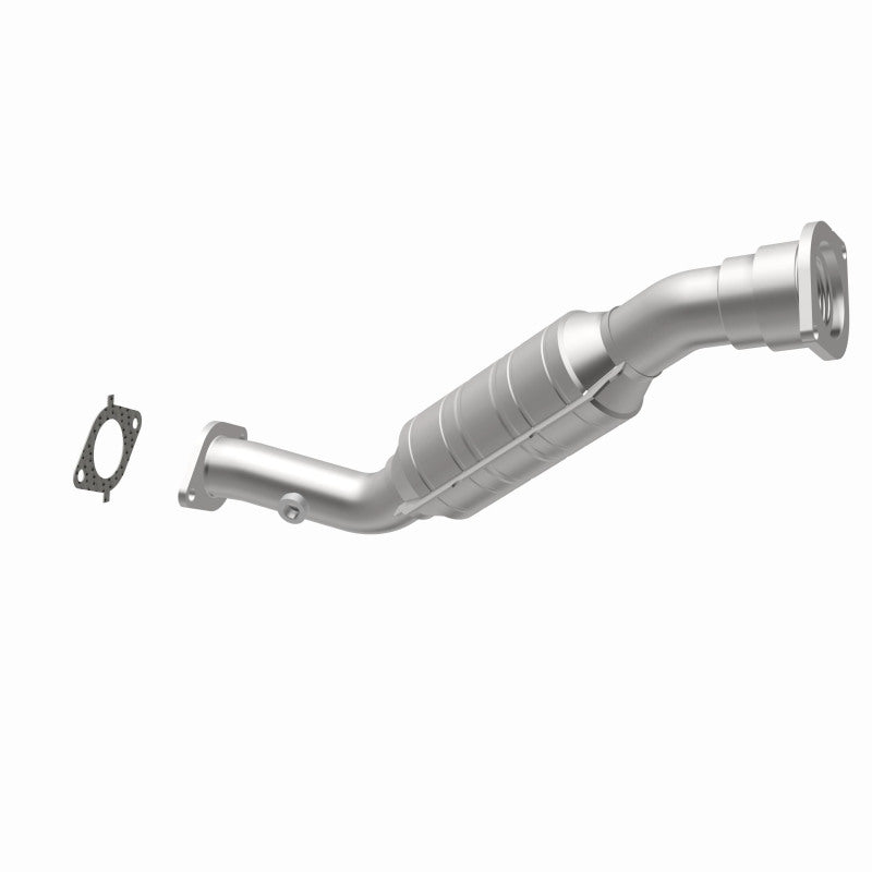 MagnaFlow 5461751 carb direct-fit catalytic converter, opposite rear three-quarter view of the turntable spin