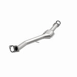 MagnaFlow 5491827 carb direct-fit catalytic converter, opposite front three-quarter view of the turntable spin